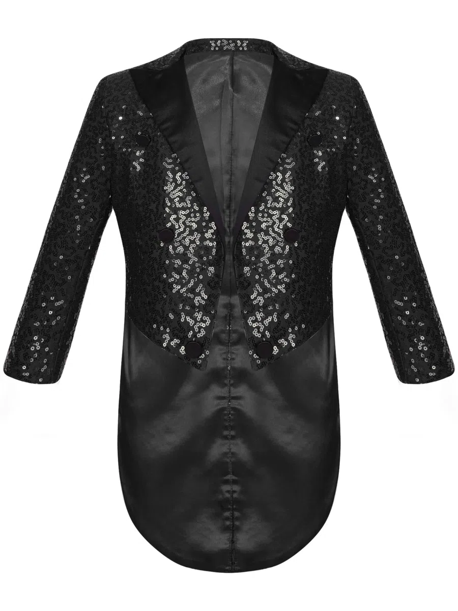 Giacca per Bambini con Paillettes Giacca Frac Scintillante Abito Elegante per Matrimonio Giacca Blazer Cappotto Abiti per Jazz Disco Street Dance
