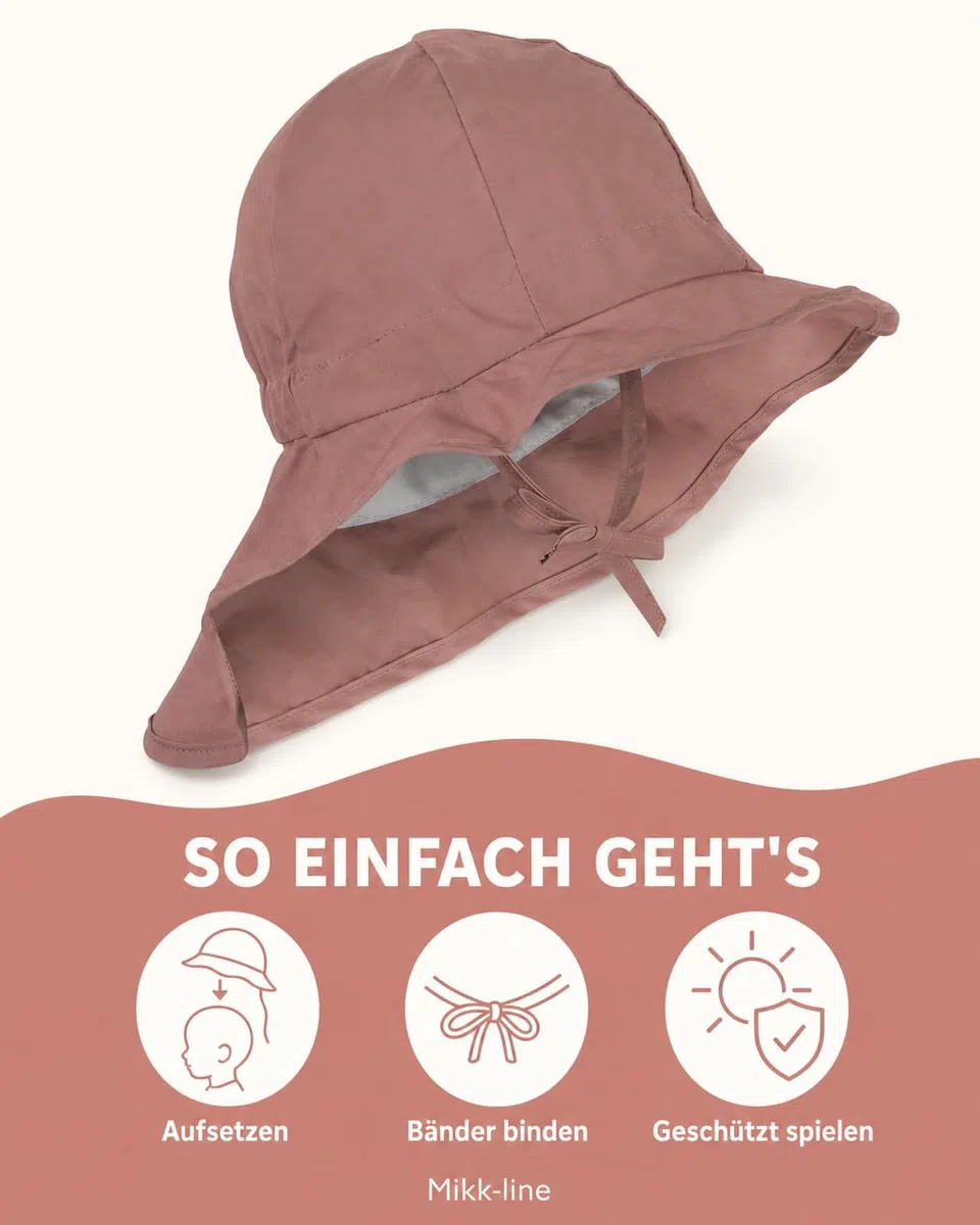 Mikk-line Cappello da sole per bambini, protezione UV 50, protezione per il collo, cappello da sole per bambini, per ragazze e ragazzi, berretto estivo leggero per una protezione ottimale, traspirante