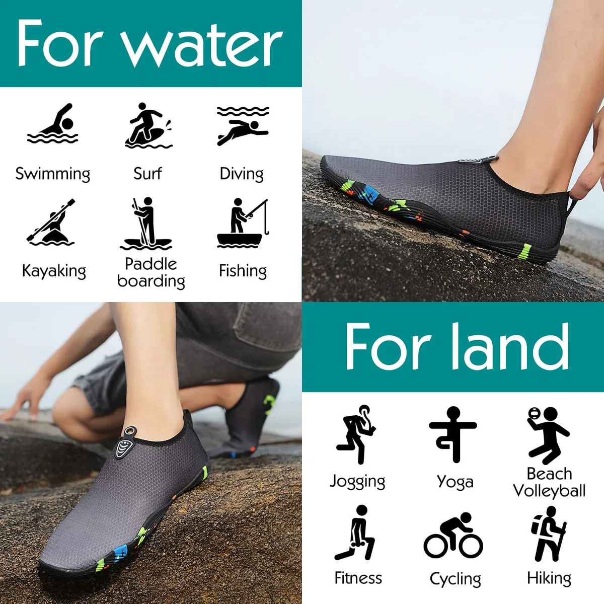 Baofular Scarpe da Scoglio Uomo Donna Scarpe Mare Traspiranti Scarpette da Scoglio Antiscivolo Scarpe da Acqua per Spiaggia Piscina Immersione Yoga Sport Acquatici Gr.35-46