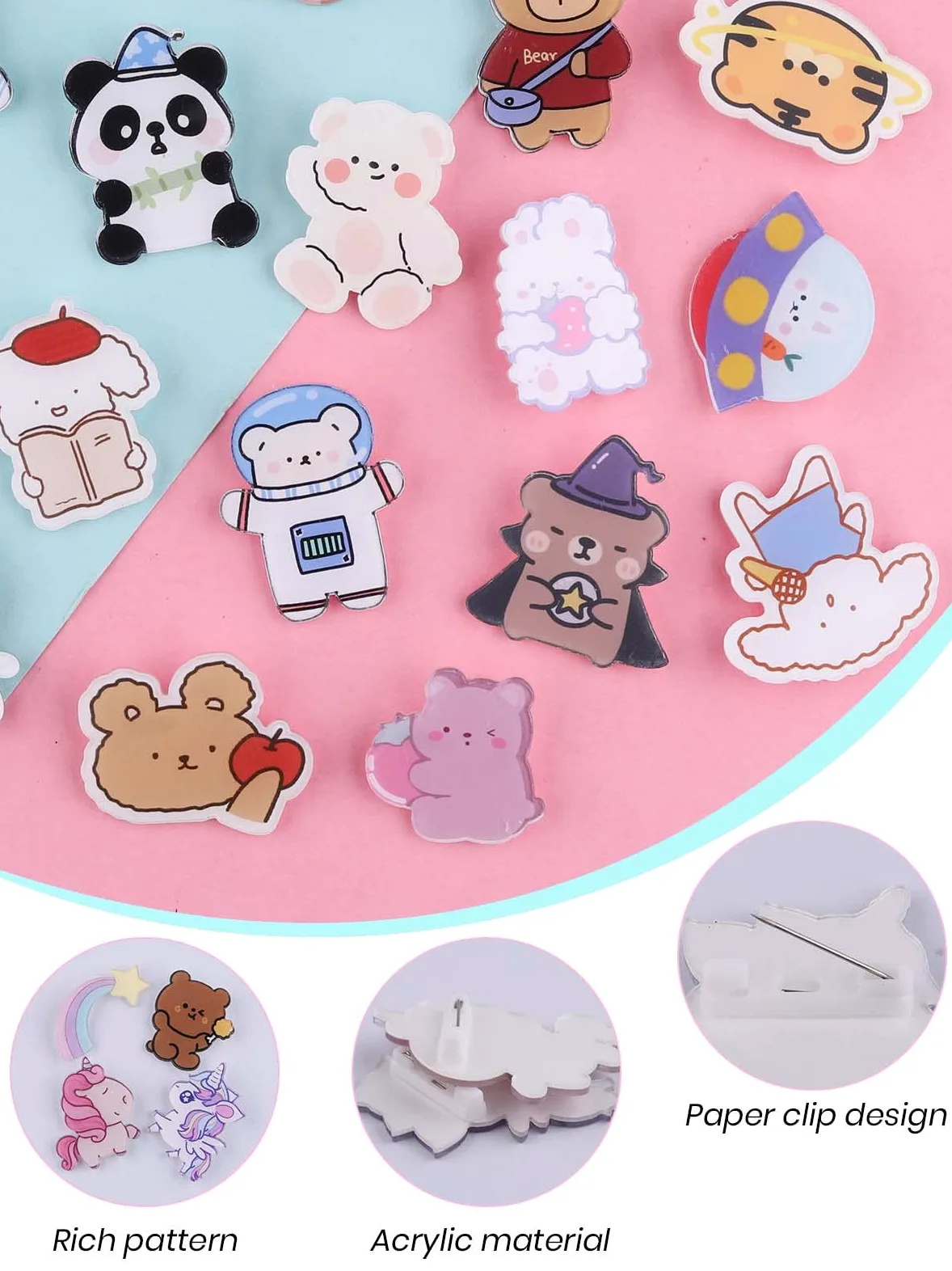 Kalolary 65 spille in acrilico carino carino badge estetici pin kawaii zaino spille pecora, coniglio, cane, orso, ragazza, cartone animato, spilla per zaini, borse, giacche, felpe con cappuccio cappelli