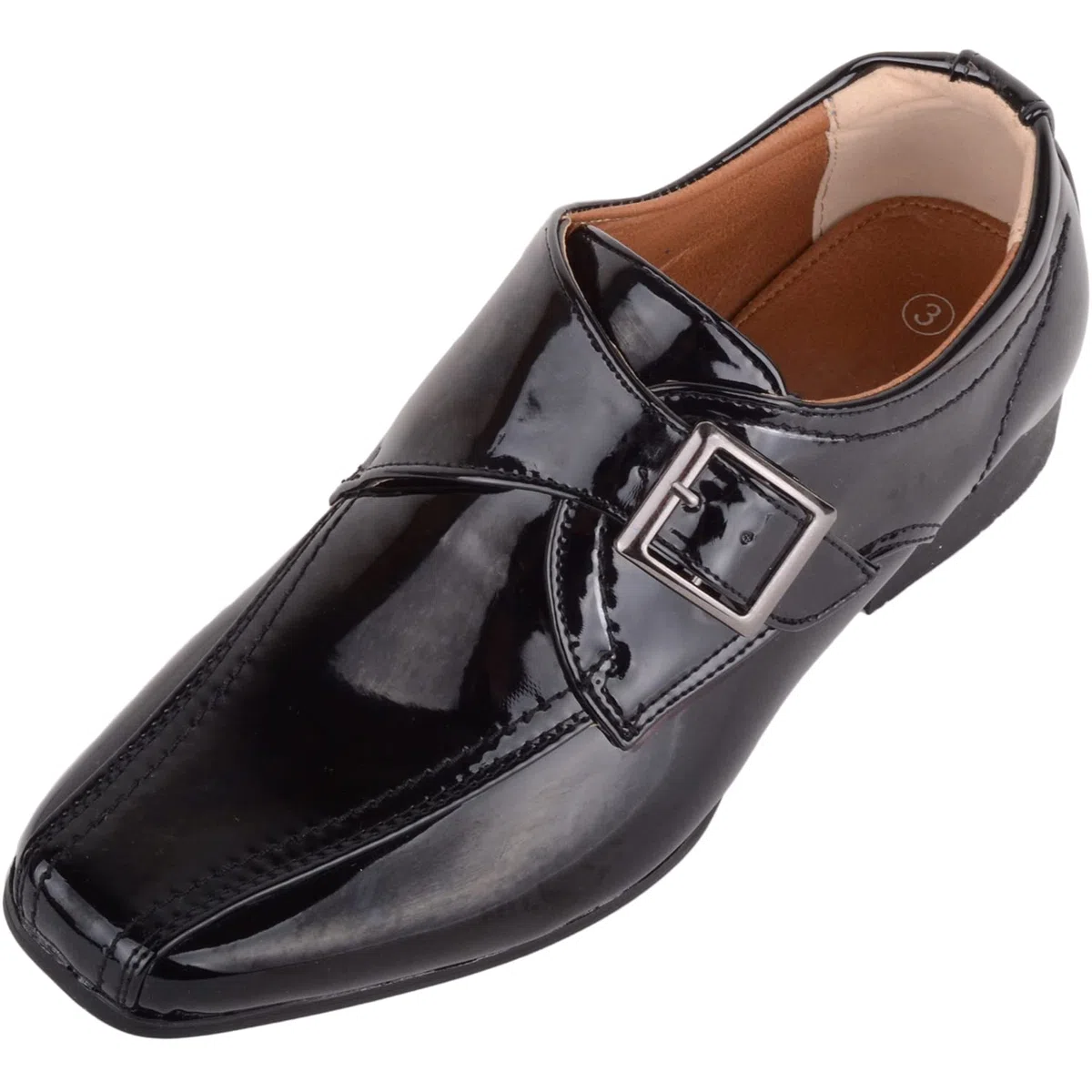 ABSOLUTE FOOTWEAR Scarpe da scuola per bambini e ragazzi, senza lacci, in finta pelle verniciata, formali, per scuola e matrimonio