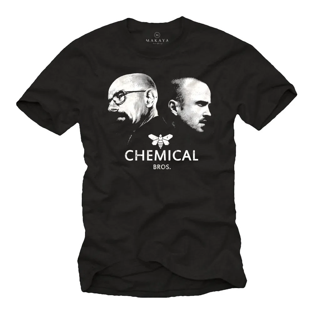 MAKAYA Maglietta Chemical Bros - T-Shirt Heisenberg e Pinkman Uomo Nera
