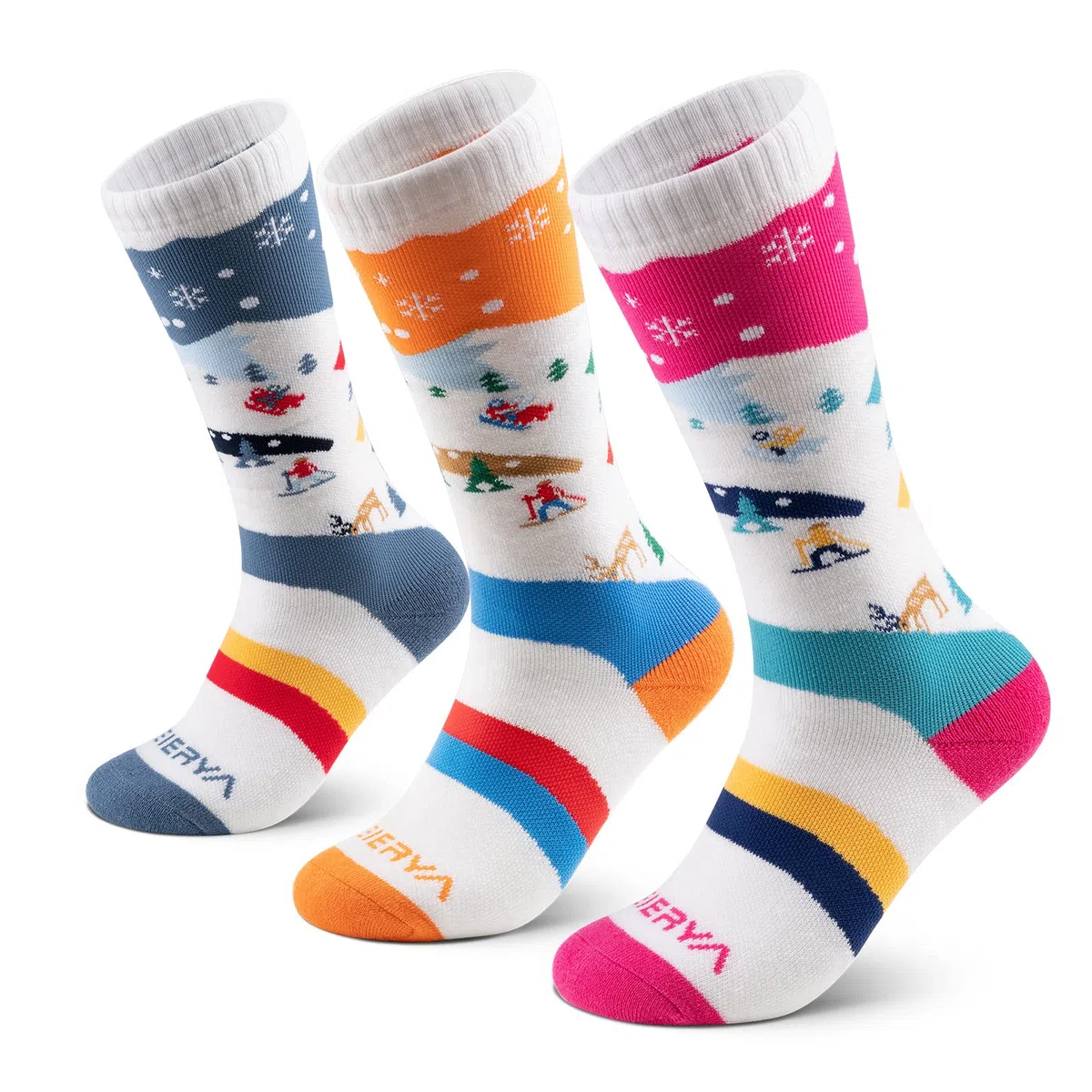 Calzini da sci in lana per bambini, calzini termici da neve, sci snowboard, per bambini e ragazze, 3 Paia