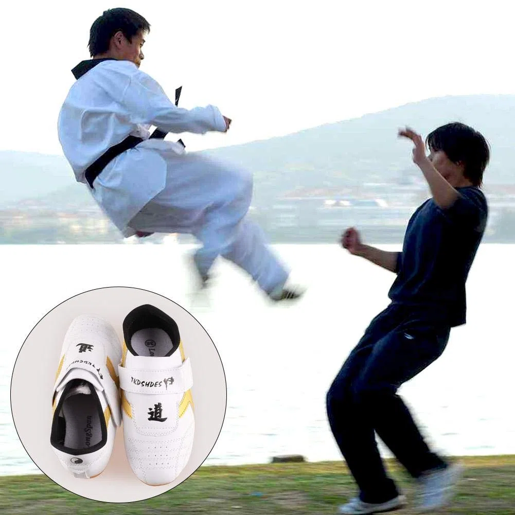 Scarpe Taekwondo Unisex, PU Suola in Pelle Morbida Taekwondo Scarpe per Ginnastica Taichi Boxe Karate Kung Fu