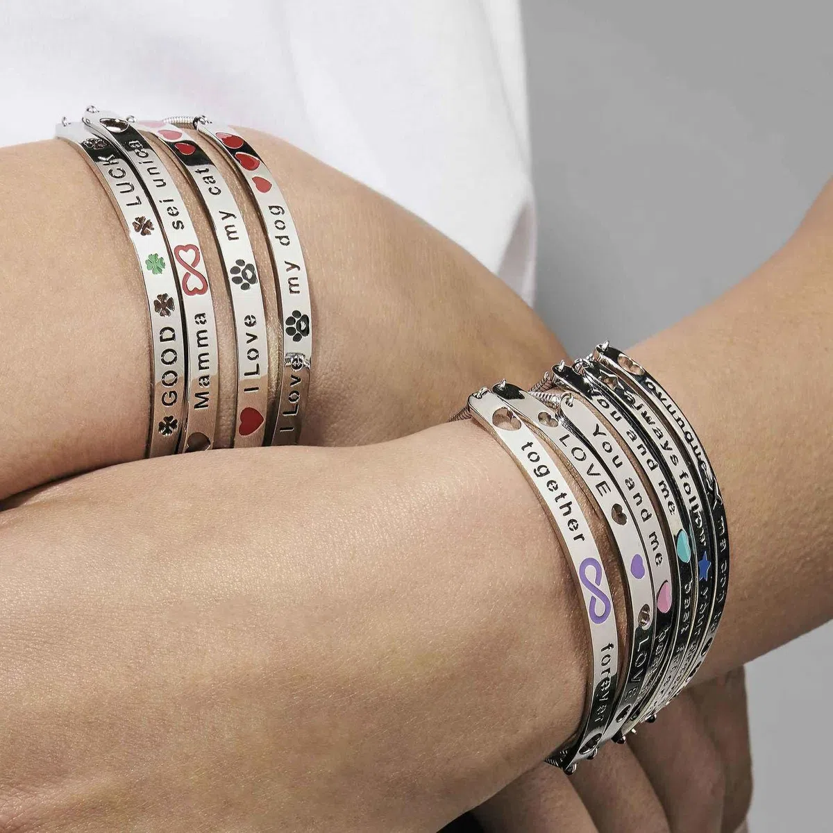 Nomination Bracciale Donna - Collezione Messaggiamo, Acciaio e Zirconi, Lunghezza Regolabile 14-20 cm, Chiusura Scorrevole, Idea Regalo
