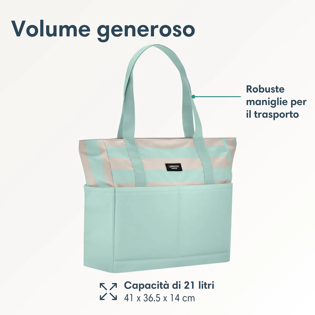 LARKSON Borsa Mare Donna Uomo - Linn - Borsone da Spiaggia Grande per Vacanze, Sport, Università, Viaggio - Tote Bag Shopper Con Cerniera