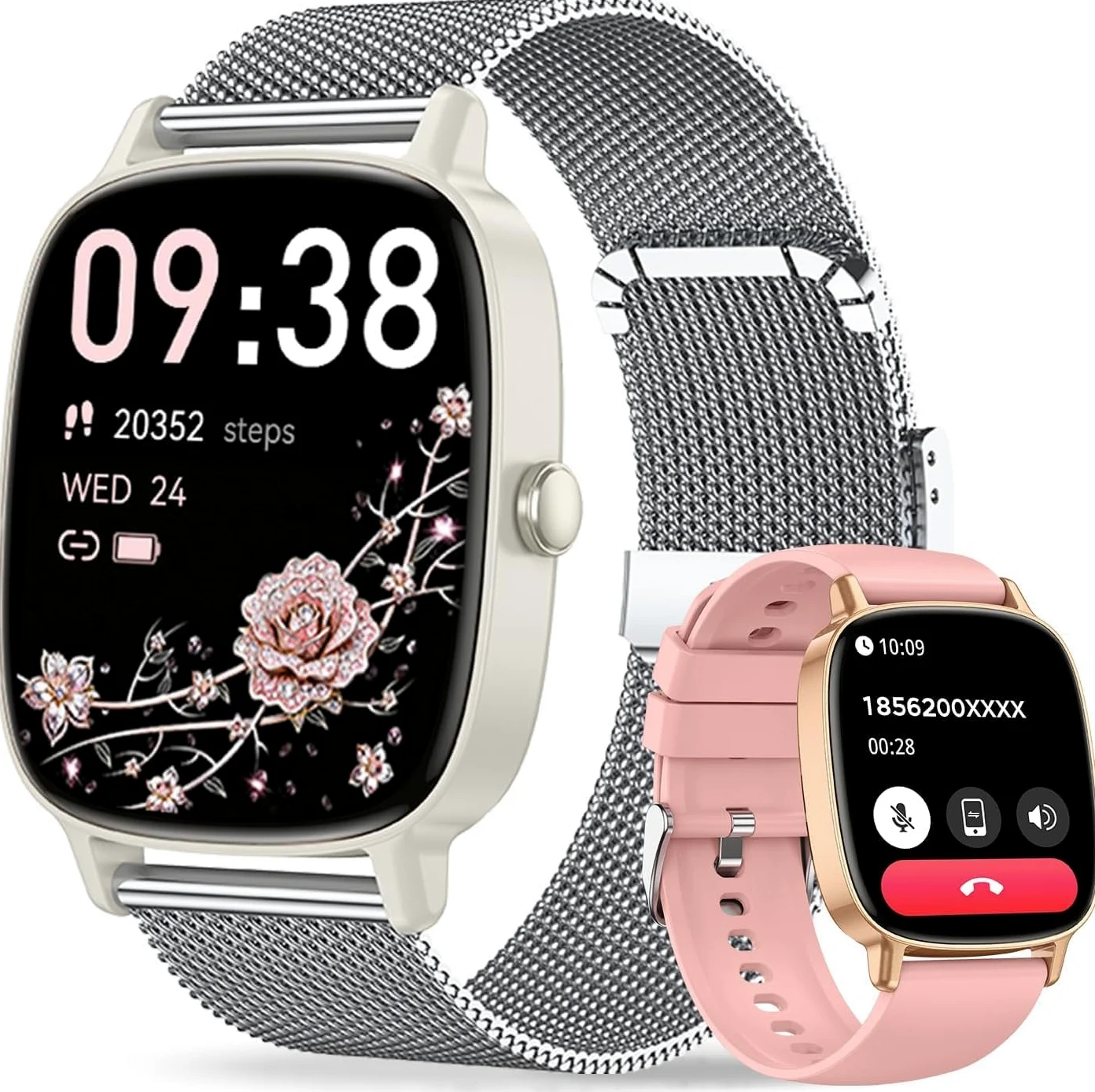 coioc Smartwatch Donna,Risposta/Effettuazione Chiamate,Schermo Ultra Nitido1.85'' HD,Fitness Tracker Frequenza Cardiaca/Sonno/SpO2,Compatibile IOS/Android,120+Modalità Sportive,IP68,2 inturini