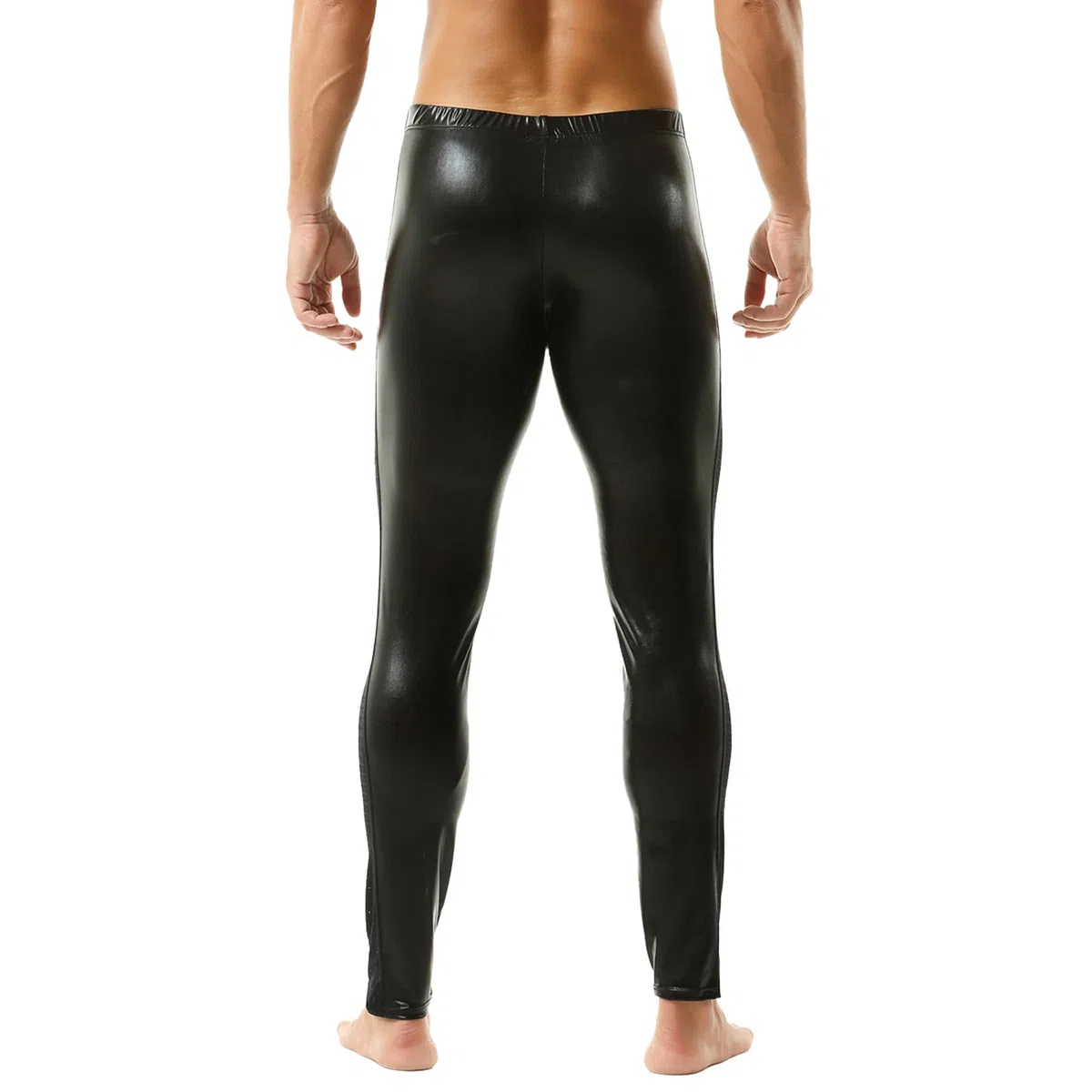 Leggings Attivi in Finta Pelle per Uomini - Pantaloni Stretched Metallizzati Abbigliamento da Club