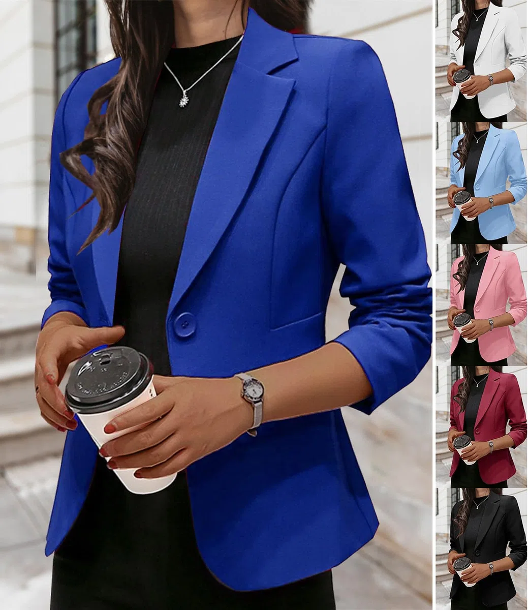 Onsoyours Blazer Casual da Donna Eleganti OL Giacca Giacche da Abito Autunnale Tinta Unita per Ufficio con Bottoni Capispalla Giubbotto