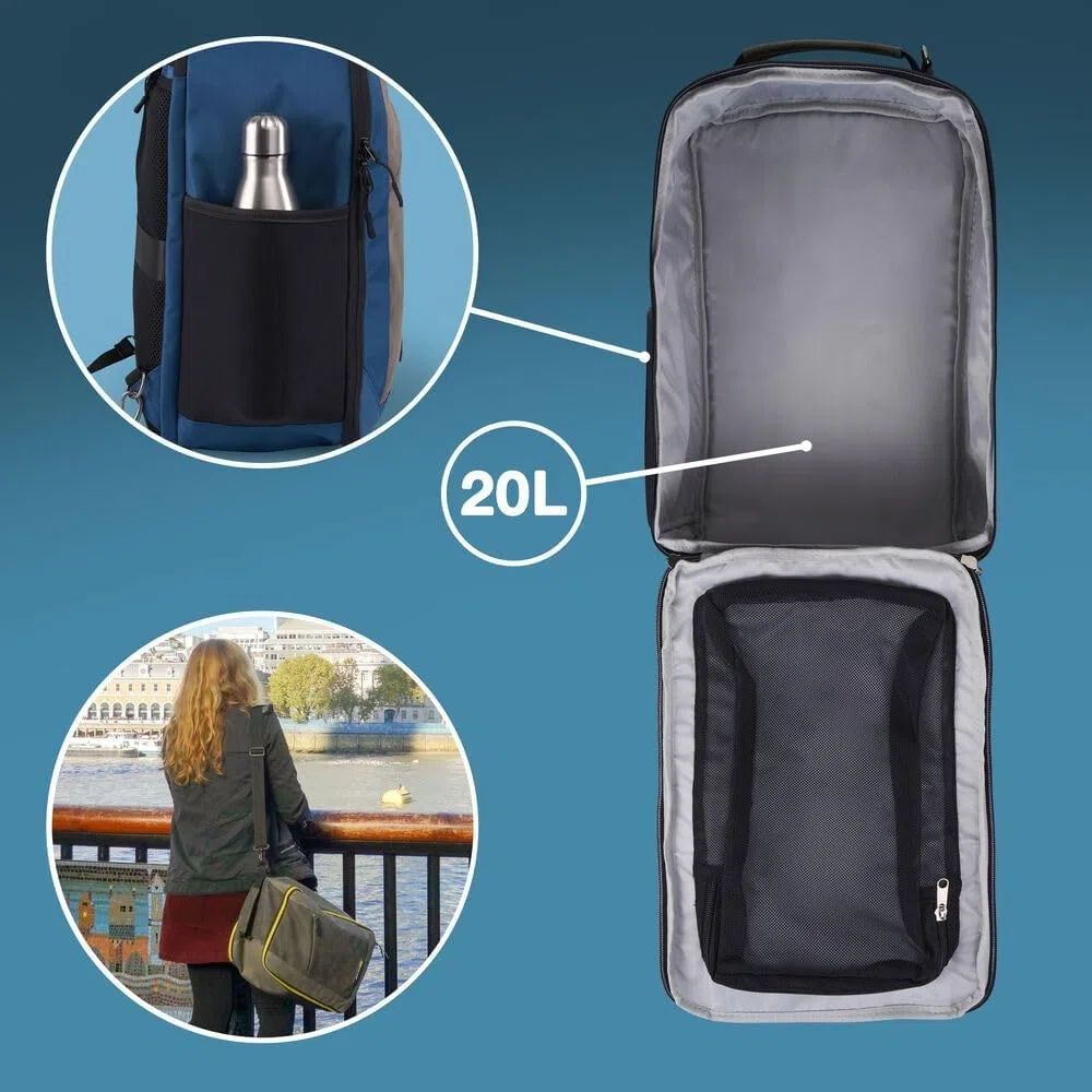 Cabin Max Zaino Viaggio, Zaino Ryanair 40x20x25, Zaini, Zaino Bagaglio a Mano 40x20x25 Ryanair, Zaino Aereo Ideale borsa per Voli Low Cost Easyjet, Wizz Air (Manhattan 20L Travel Bag)