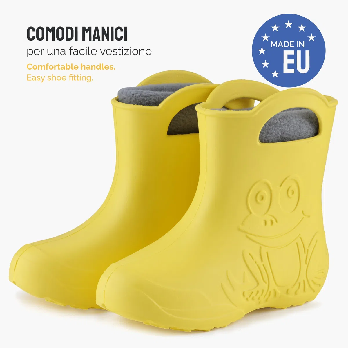 Ladeheid Stivaletti Pioggia Bambino in EVA Termici, Invernali Stivali Pioggia Bambina con Calzino Interno e Motivo a Rana, Scarpe Bambino per Passeggiate LA-CA-03