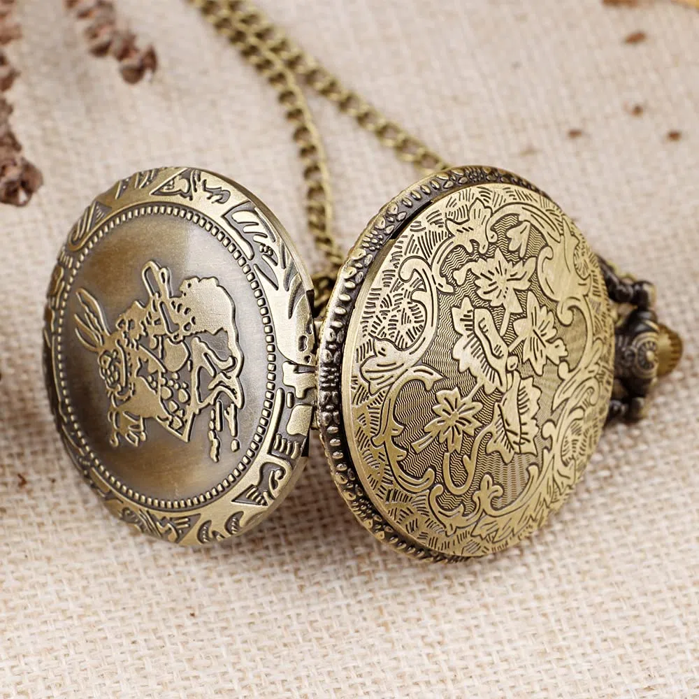 Tiong Women's Pocket Watch Quartz Arabic/Roman Numerals Dial Pocket Watches with Necklace Pendant for Womens Girls