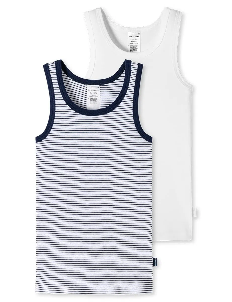 Schiesser Jungen Unterhemden Tanktops 2 Pack Intimo Bambini e ragazzi