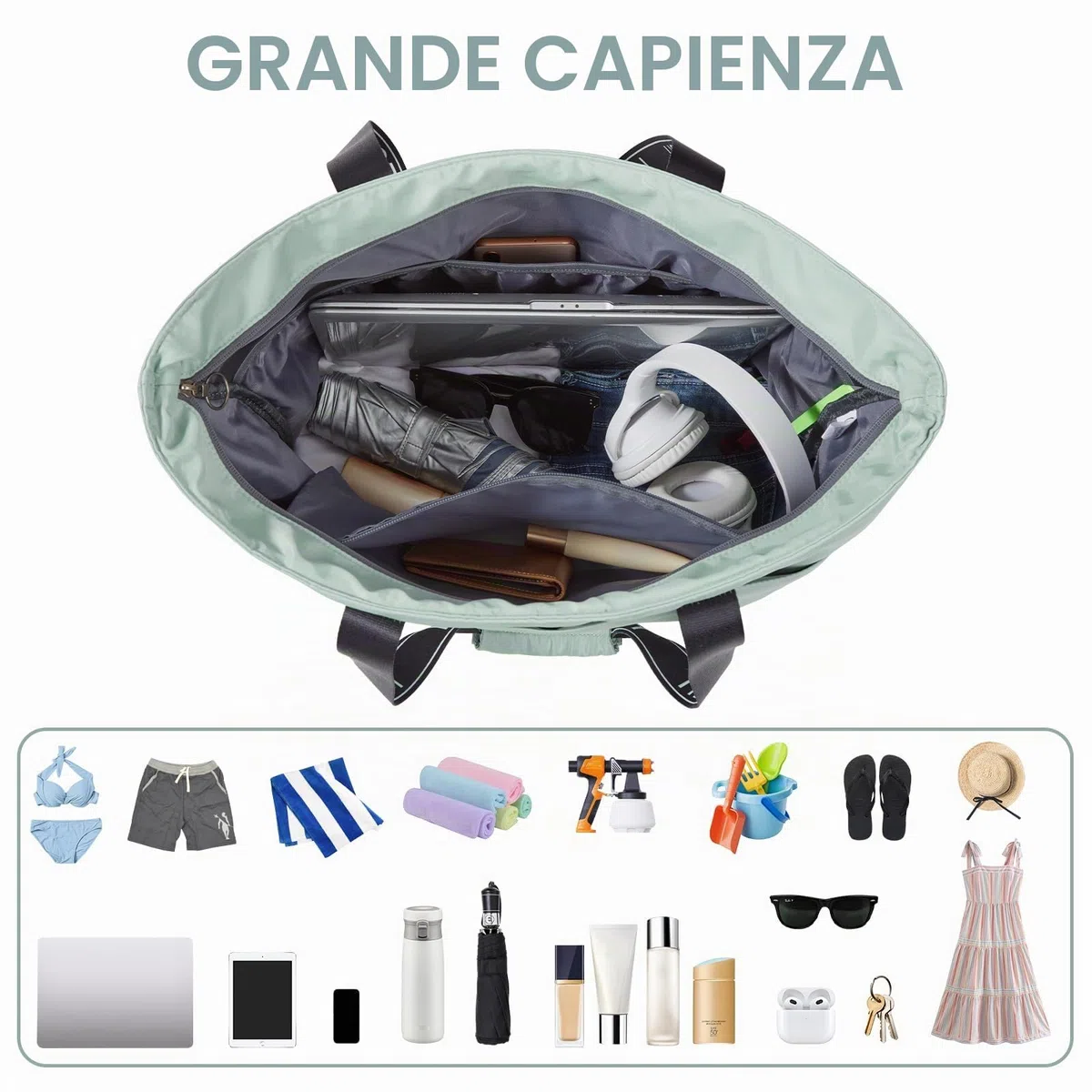 G4Free Borsa da spiaggia impermeabile, a prova di sabbia, borsa a tracolla, borsa da spiaggia, grande borsa sportiva, borsa per la spesa da donna