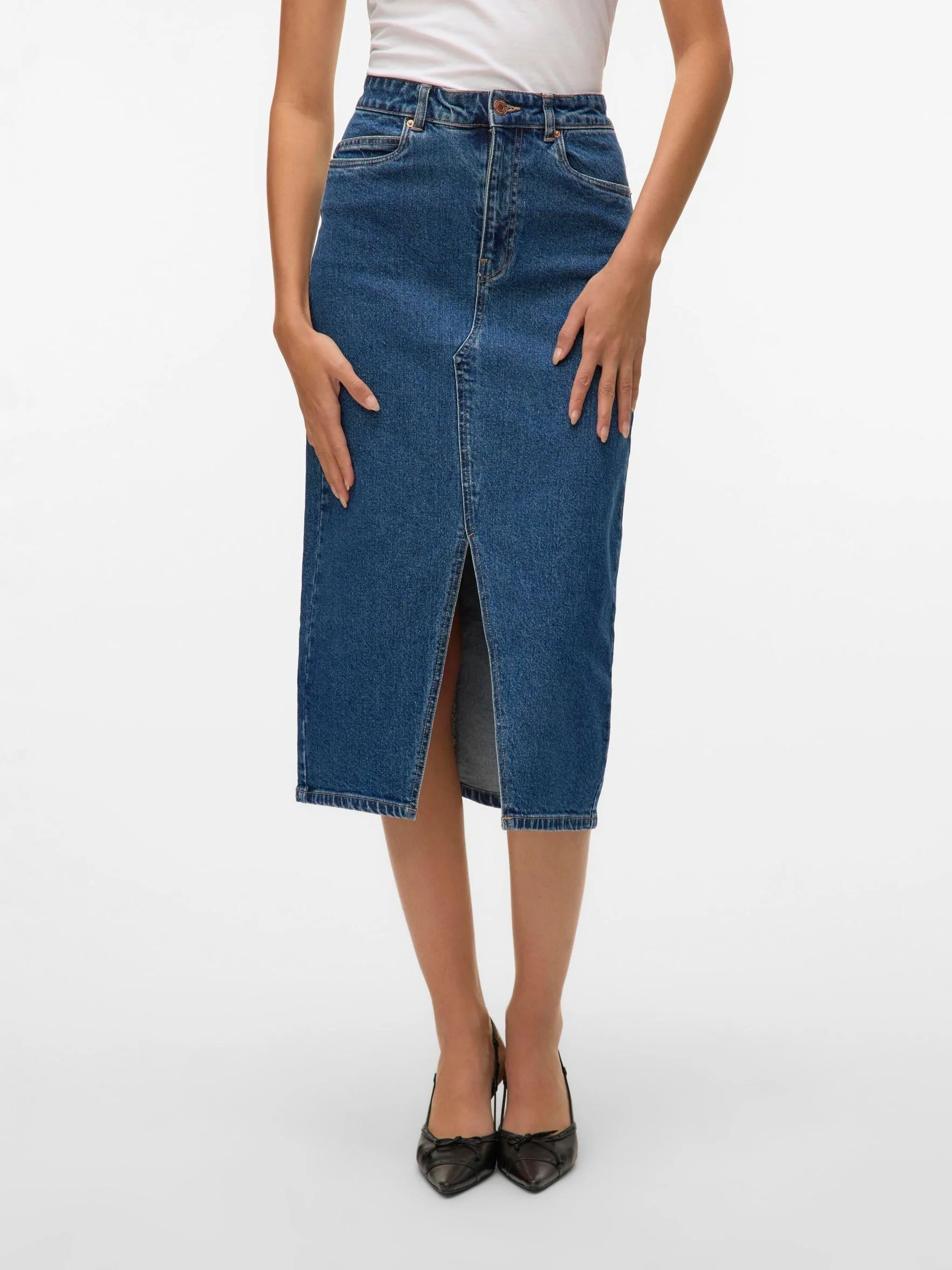 VERO MODA Denim Skirt VMVERI High Waist Midi Skirt