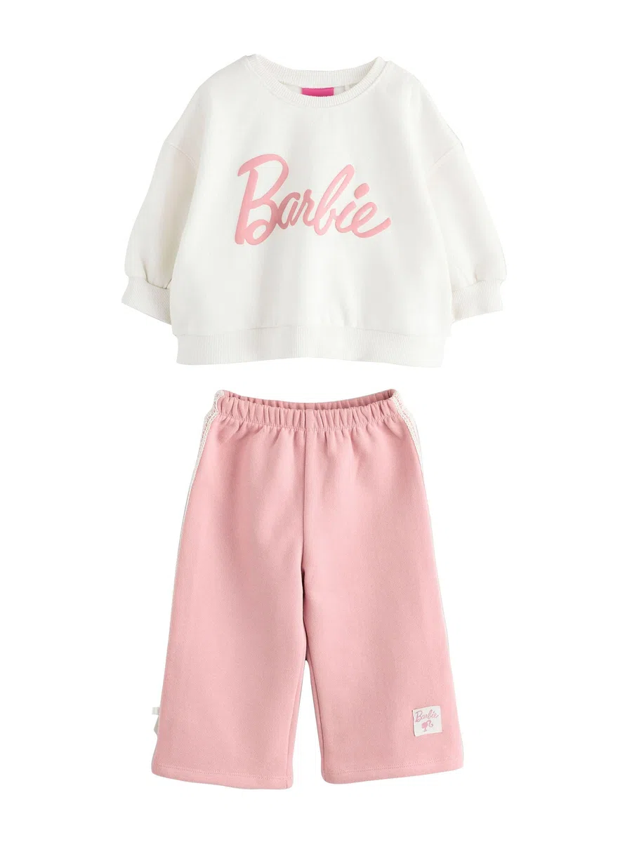 NEXT Ragazza Completo Barbie con felpa e joggers a gamba larga