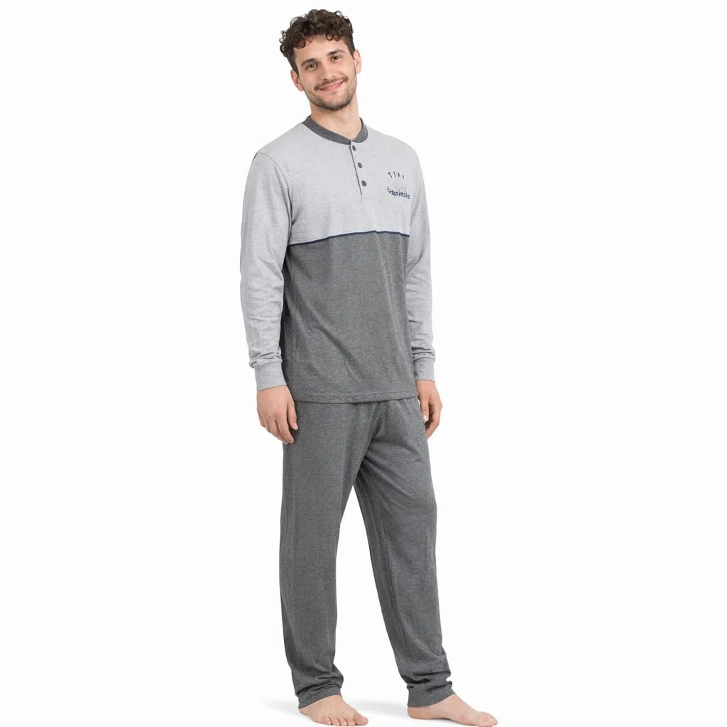 Leedya Pigiama Uomo Lungo in Cotone Jersey 100% Pettinato - Stile e Comfort in Ogni Dettaglio - Pigiama Leggero per Le Notti Estive - Polsini No Stress