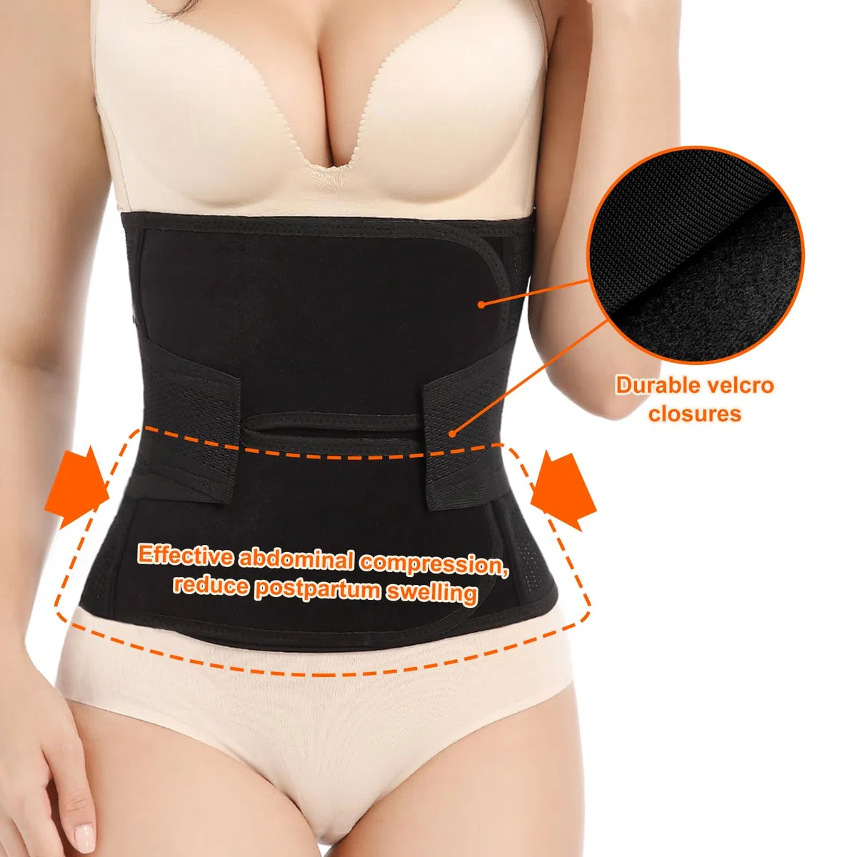 Fascia per pancia postpartum,Raccoglitore addominale Sezione C,Legante addominale Post Chirurgia Cintura,Tummy Tuck Compressione Wrap Waist Trainer Nero