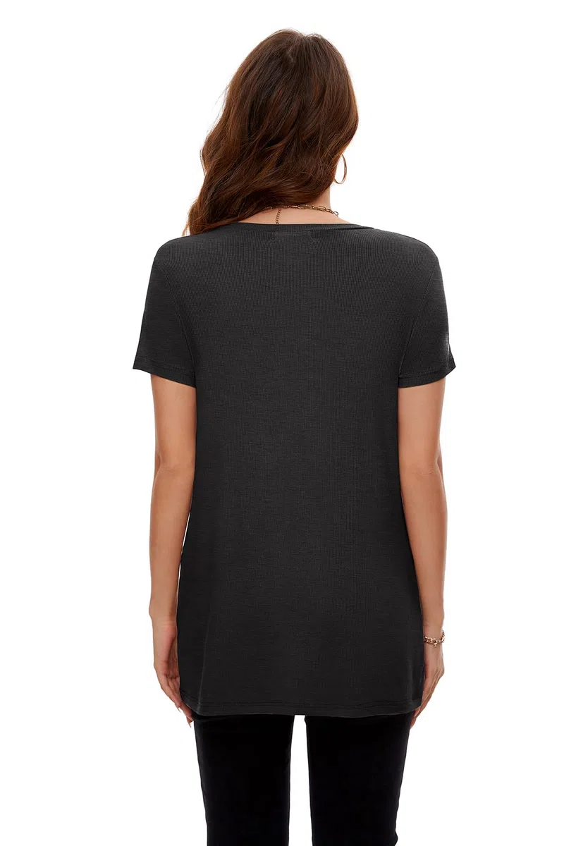 Smallshow Abbigliamento Premaman Donna Side Split Magliette e Top maternità,Deep Grey,S