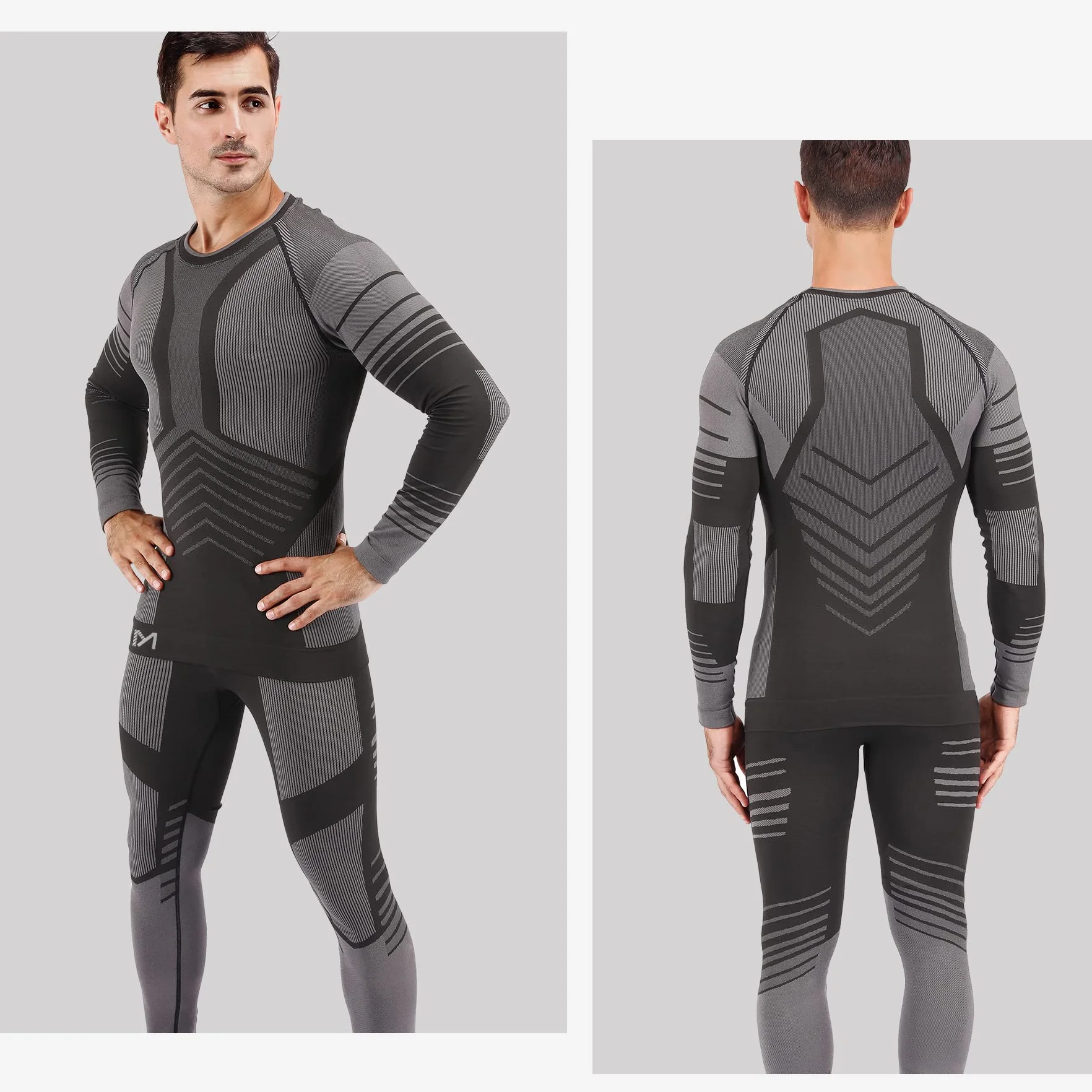 MEETYOO Biancheria Intima Termica Uomo, Intimo Termico Invernale Maglia Termici Pantaloni Base Layer per Sci Corsa Ciclismo