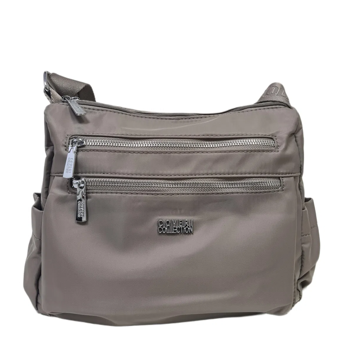 COVERI COLLECTION Borsa a Tracolla in Nylon Impermeabile, Multitasche, Dimensioni 28x23x12 cm, con Cerniere Metalliche, Tracolla Personalizzata Design Casual Art. 5056-20