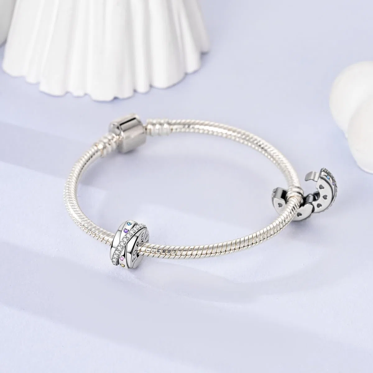 Hapour Clip Distanziatore Charm per Bracciale Clip Lock Stopper Bead Distanziatore DIY Fit Bracciale Serpente Europeo Apribile 925 Sterling Silver Beads Gioielli Regalo per le Donne Ragazze