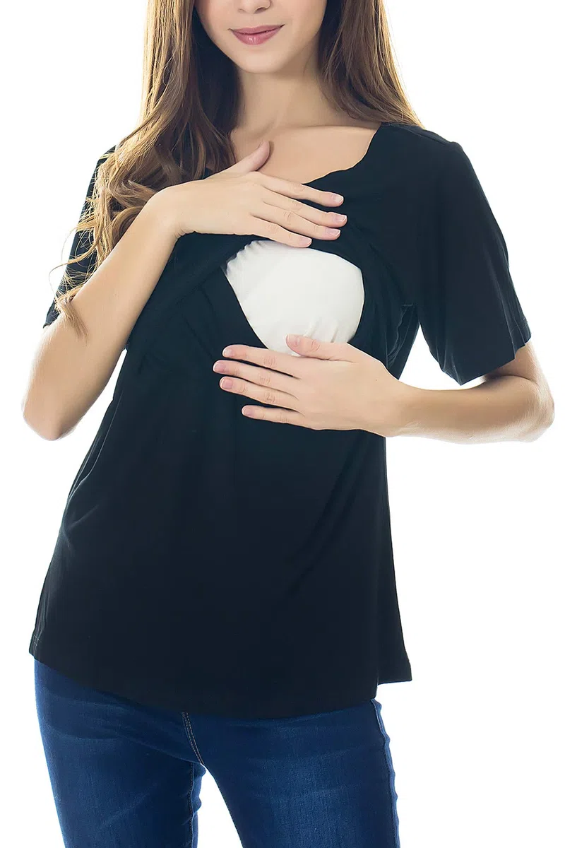Smallshow Top per Allattamento a Maniche Corta da Donna Camicia Allattamento al Seno