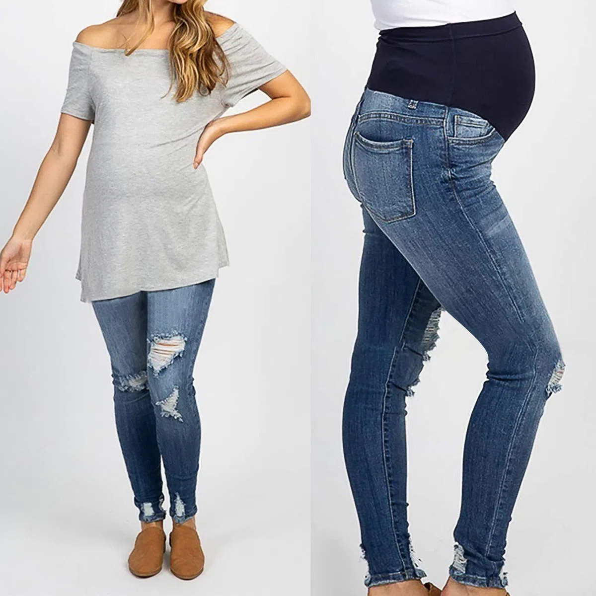 Jeans premaman da donna, jegging maternity, pantaloni premaman in denim, leggings per gravidanza, pantaloni skinny per gravidanza, maternità, jeans