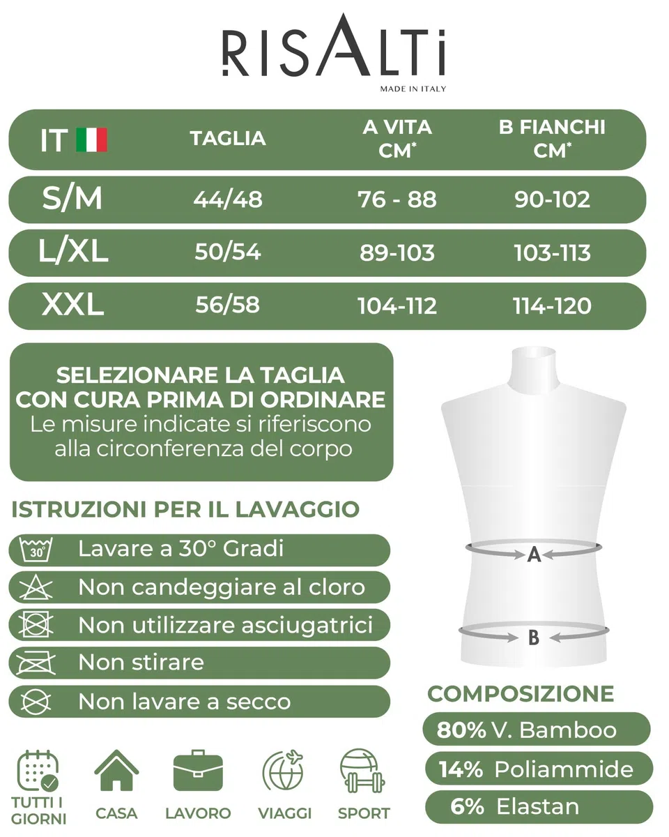 Risalti Maglietta Intima Uomo Bamboo Girocollo - Maglia Uomo Manica Corta Senza Cuciture, Bamboo T-Shirt in Viscosa più Morbida del Cotone, Traspirante e Confortevole - Made in Italy
