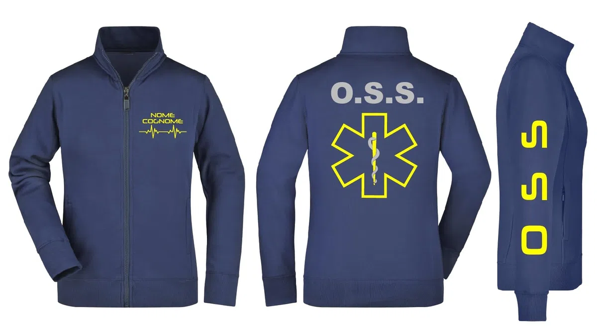 Felpa Unisex Full Zip - OSS Croce con Nome Personalizzato - Super vestibilità Top qualità