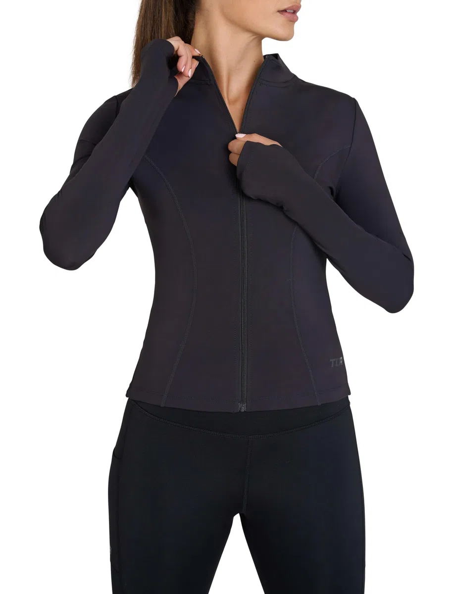 TCA Giacca da corsa da donna Top da palestra a maniche lunghe da donna, giacca sportiva con cerniera completa, giacche da palestra leggere
