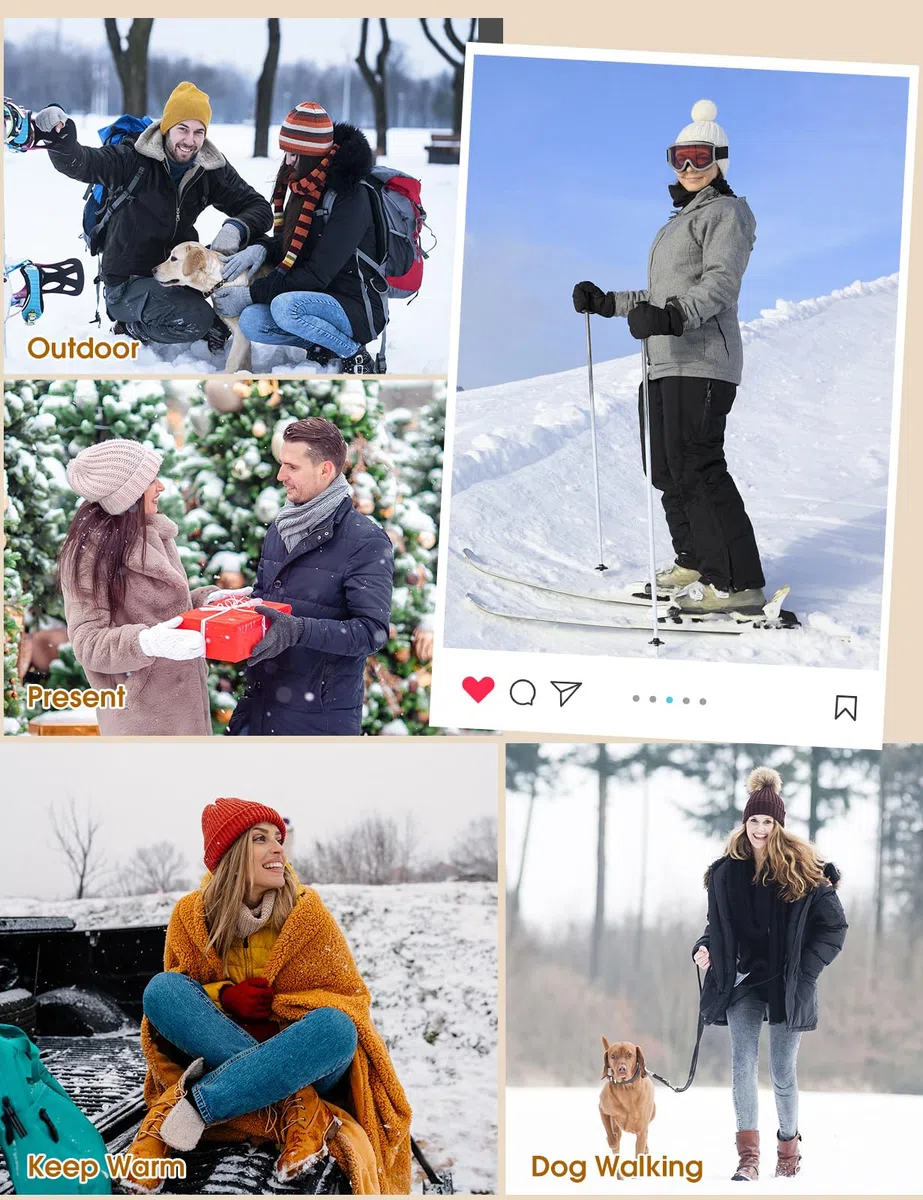 UMIPUBO Cappello e Sciarpa Donna Set Invernali Touch Screen Guanti Paraorecchie Peluche di Calze Caldo Scaldacollo Termico Berretto in Pile Beanie Hat 5 Pezzi Accessori Invernale