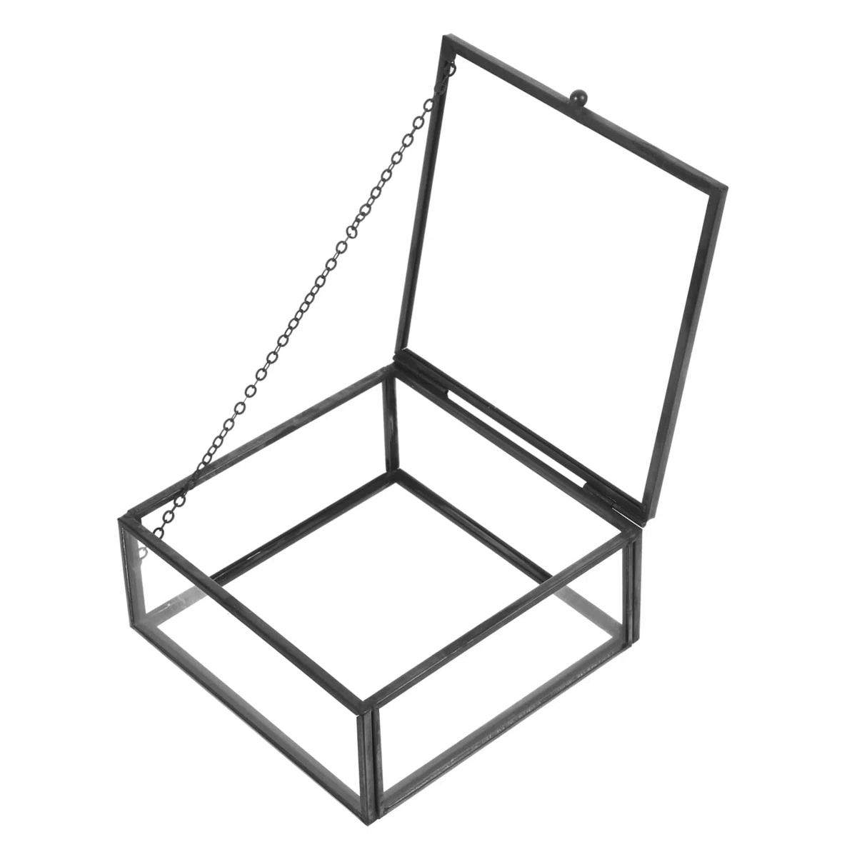 Mipcase Scatola Portaoggetti Vetro Trasparente con Cornice Organizer per Gioielli e Cosmetici Custodia Portatile Polvere per Orecchini e Collane Contenitore da Nero