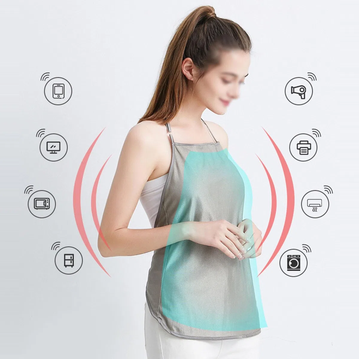 Abbigliamento Anti-radiazioni Top Premaman Tunica Premaman con Protezione EMF Fascia Addominale in Fibra D'argento Grembiule Canotta
