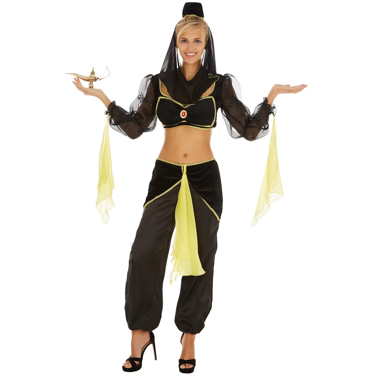 dressforfun Costume da Donna - Danzatrice del Ventre | Meravigliosa e Sexy Parte Superiore Alta con Pantaloni a Palloncino | Incl. Copricapo da Sogno con Velo (L | No. 301002)