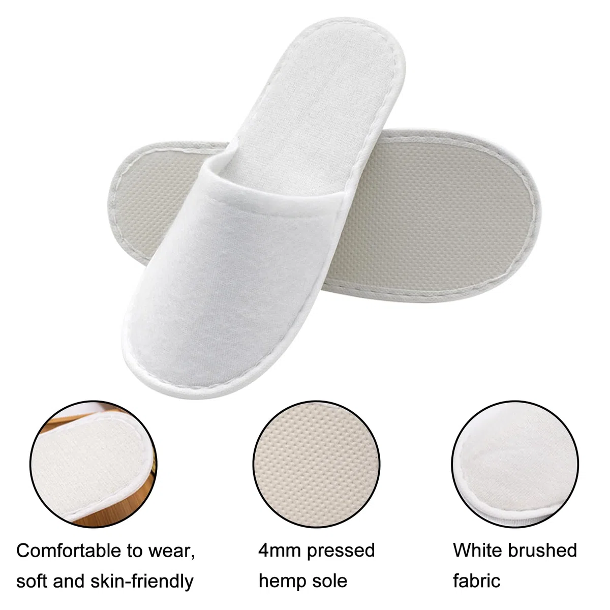 Pantofole Hotel - Ciabatte Ospiti in Spugna con Suola Antiscivolo, Set Monouso Unisex per Albergo Casa Viaggio Bagno, Taglia Unica, 12 Coppia