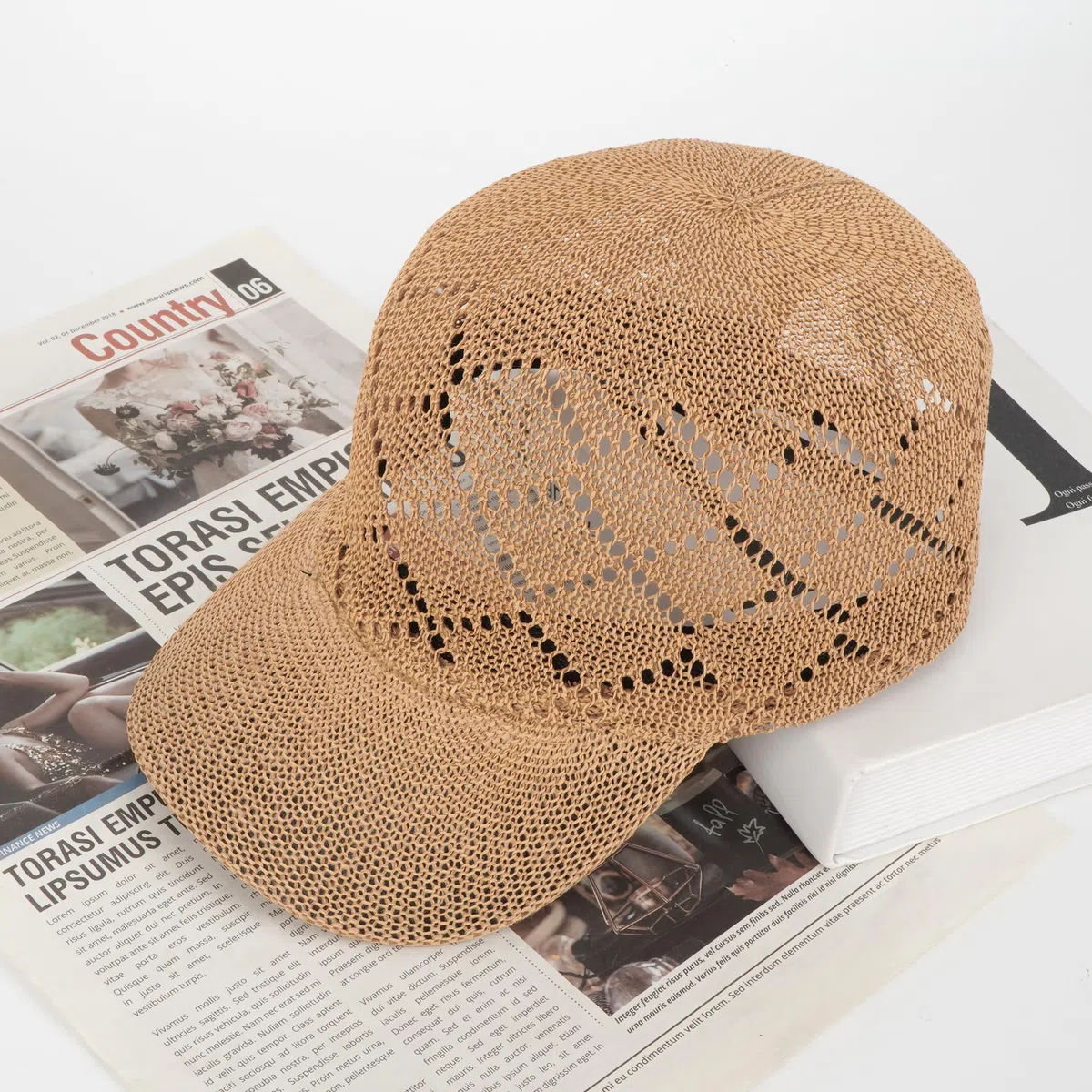 Cappello da baseball unisex in paglia, con visiera parasole per esterni, da viaggio, regolabile, cappello da camionista