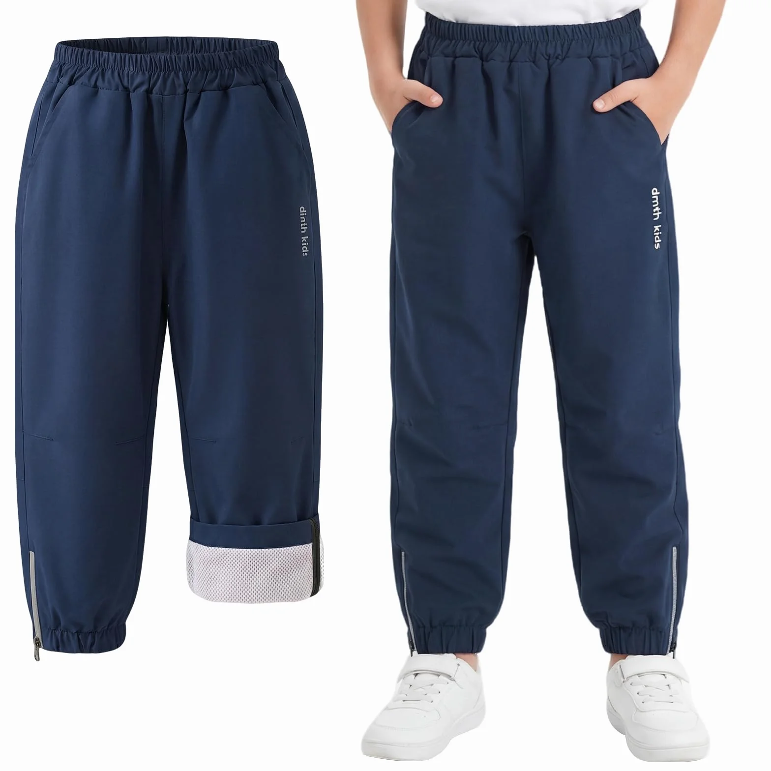Pantaloni da Trekking per Bambini, Antivento Impermeabili Pantalone con Fodera a Rete Antipioggia Ragazzi Traspiranti Casual All'Aperto Autunno Primavera Abbigliamento 5-14 Anni