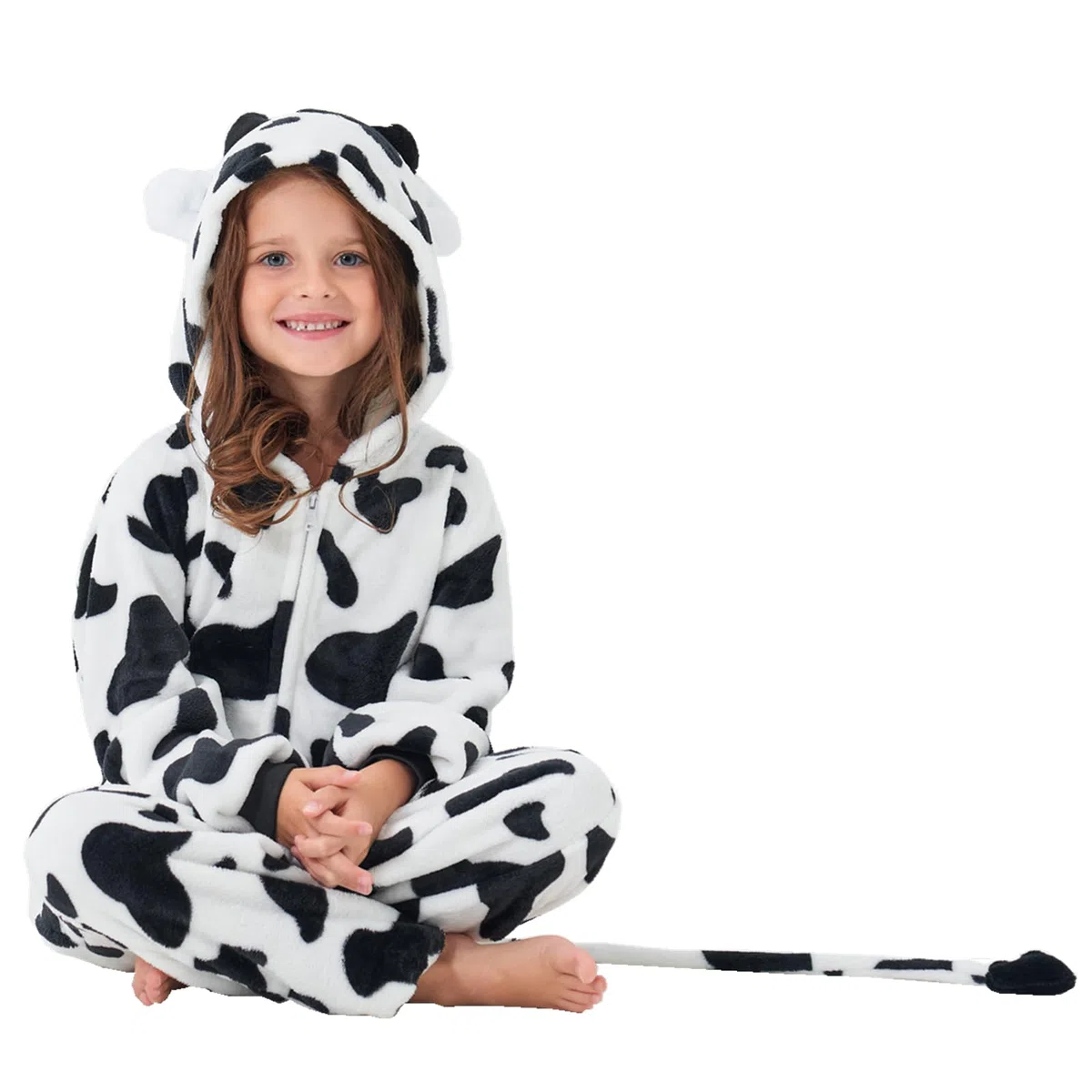 Pigiama invernale con cappuccio, unisex, con mucca, dinosauro, rana, koala, coniglietto, panda, tutina in morbido pile extra spesso