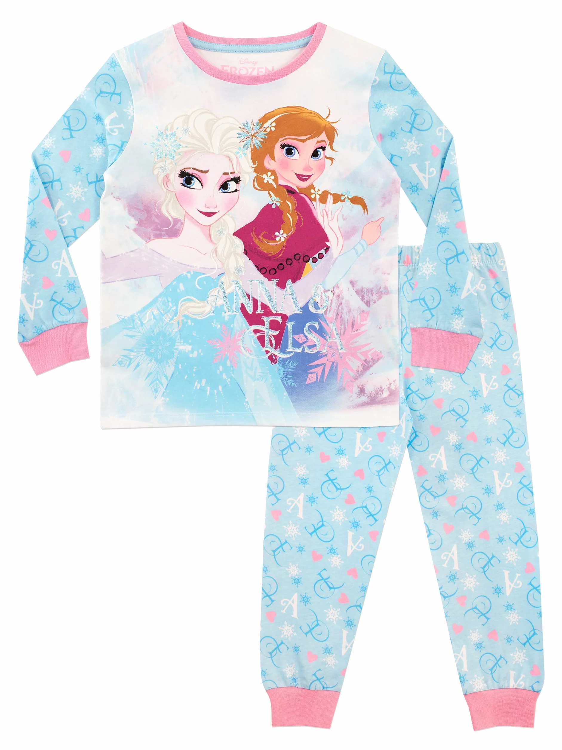 Disney Pigiama Frozen Bambina | Pigiami Cotone Lungo | Pigiamone Principesse Pijama Anna e Elsa per Bambini