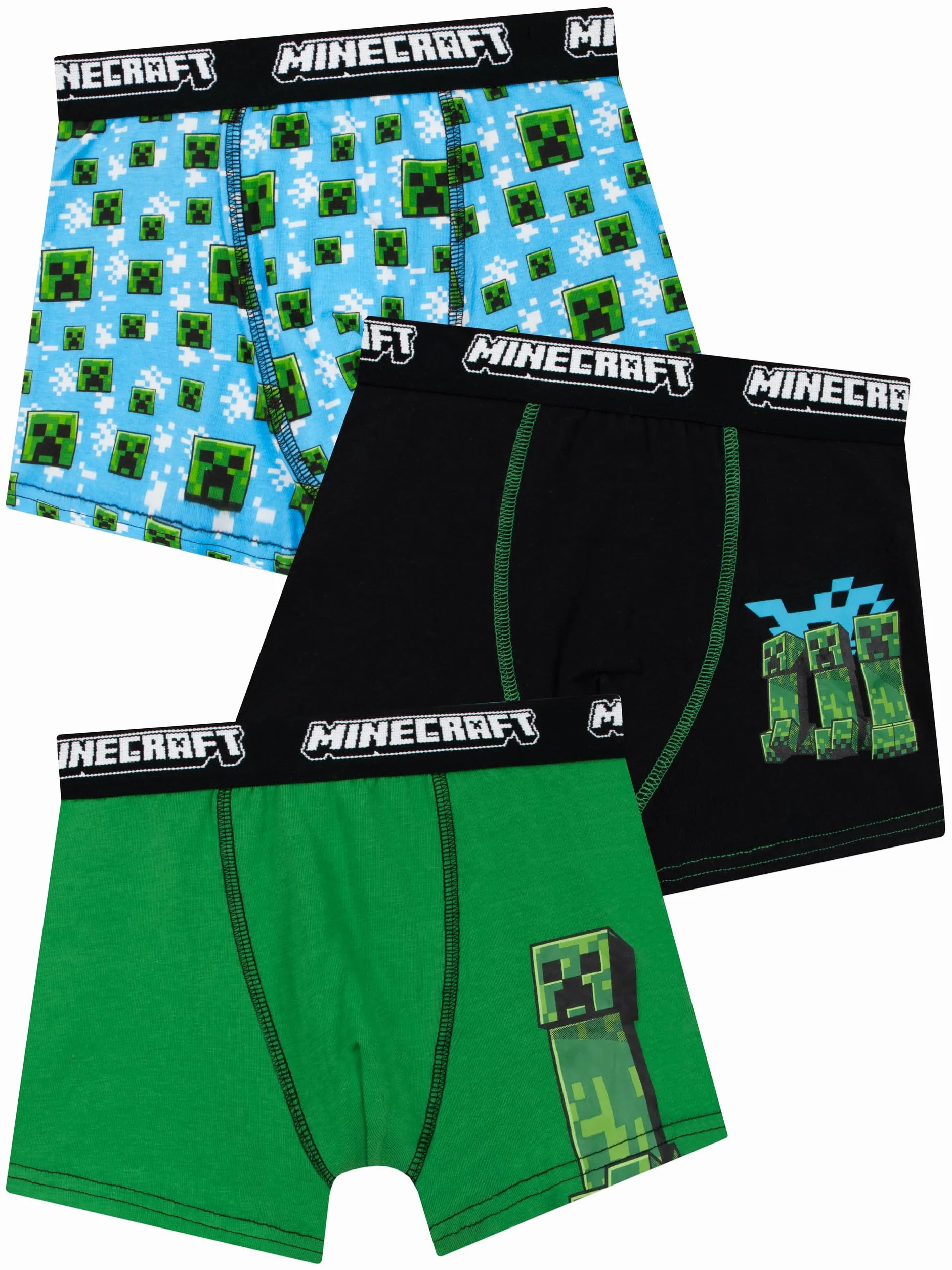 MINECRAFT Boxer Bambino Pacco da 3, Mutande Bambino di Creeper, Boxer Ragazzo Gaming