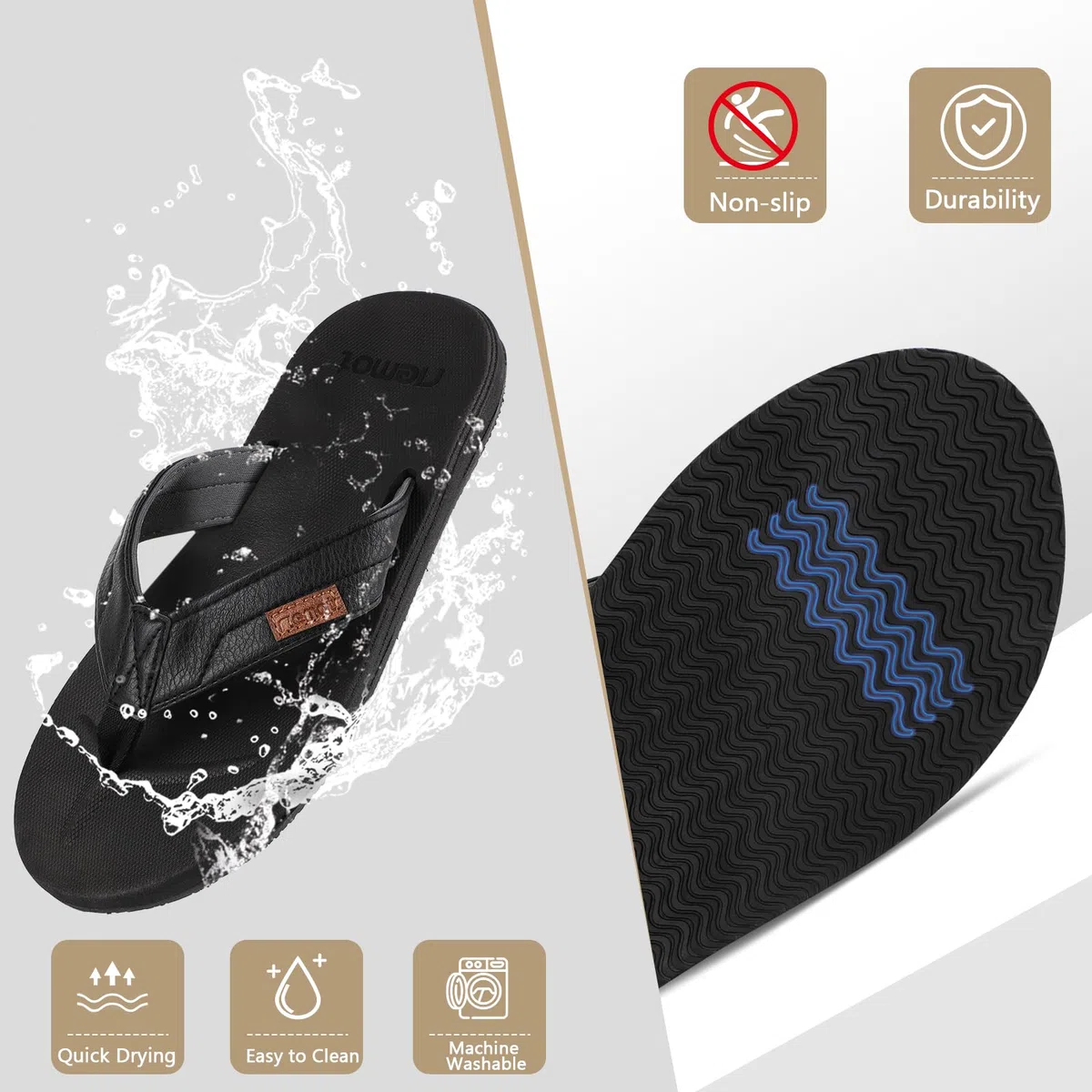 riemot Infradito Uomo Ciabatte Mare Antiscivolo Sandali Estate Leggeri Comodi per Piscina Giardino Vacanze Estive Spiaggia Uscite Casual EU 42-46