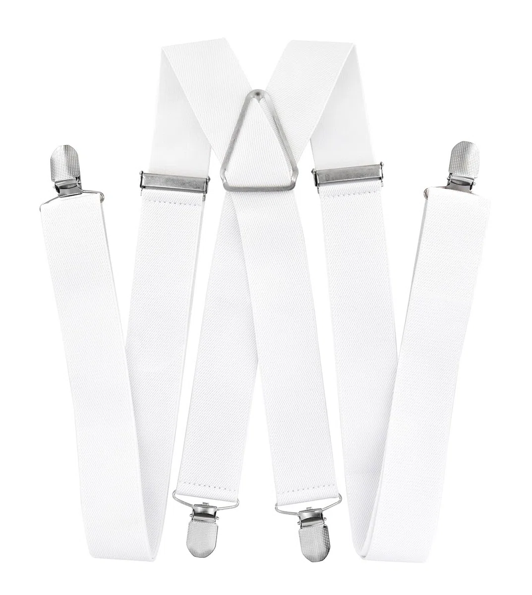 axy Bretelle bianche da uomo larghe 3,5 cm con 4 forti clip a forma di X, bianco, Taglia unica