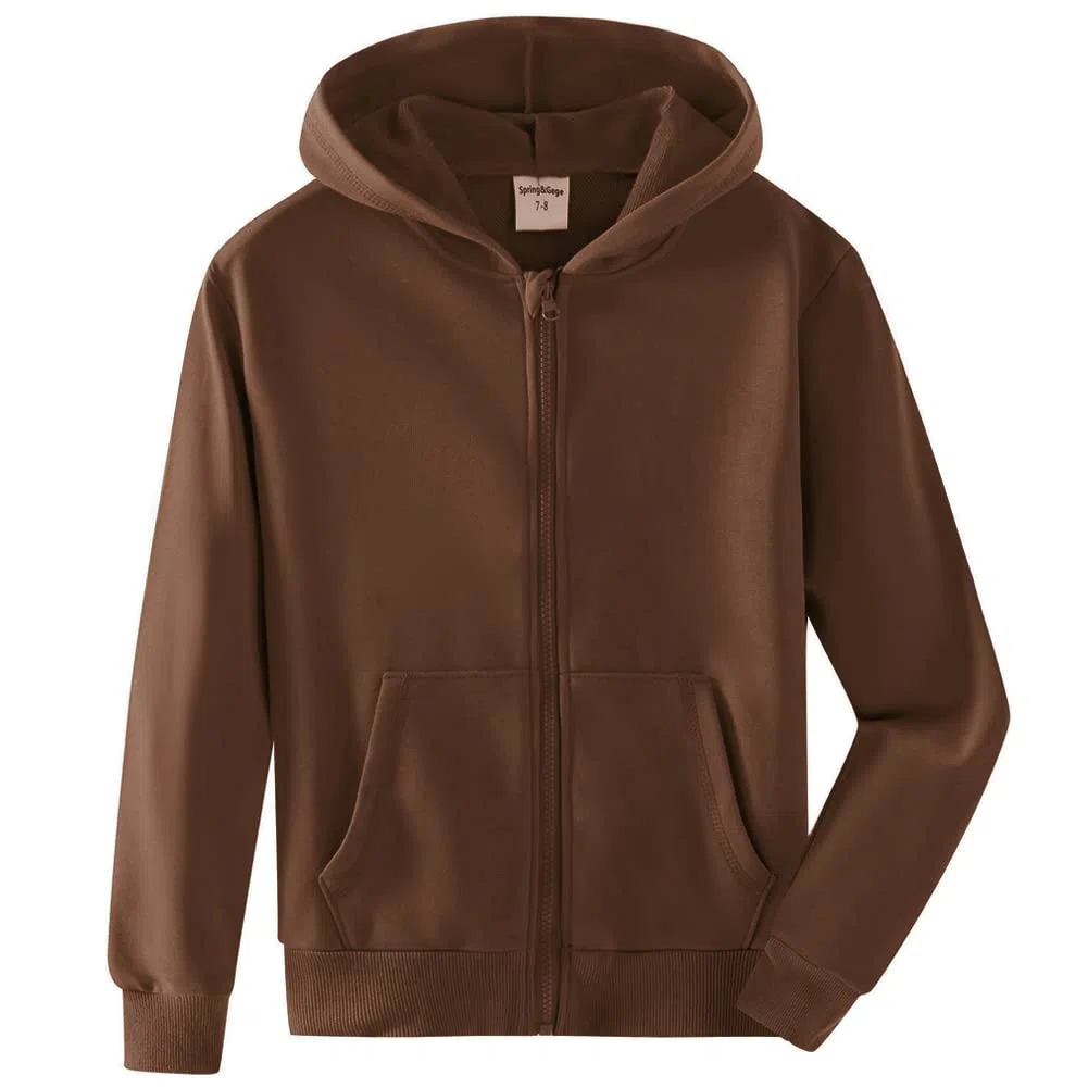 Spring&Gege Felpa con Cappuccio, Basic, in Cotone, Tinta Unita, per Bambini (3-12 Anni)