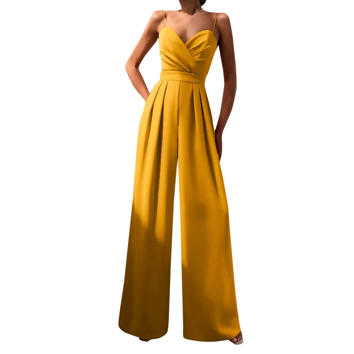 Tuta Donna Eleganti Curvy Pantaloni da Tuta da Donna Baggy Completo Senza Manica Scollo a V Vestito Con Tasche Tinta Unita Tute da Donne Elegante Cerimonia Playsuit Completi Lungo da Sera Interi