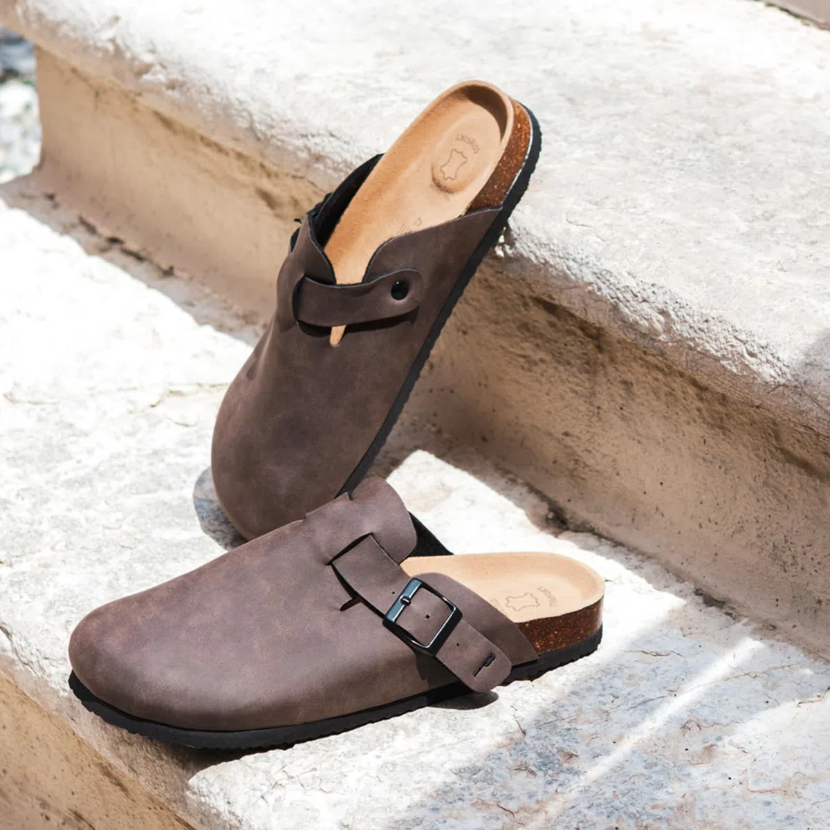 PERLETTI Ciabatte Donna Estive con Doppia Fibbia - Ciabatte Mare Dorate Comode - Sandali Comfort da Casa