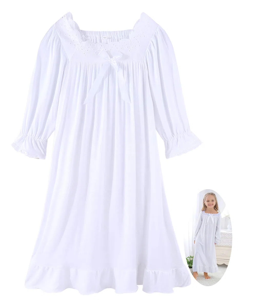 CHUNG Little Big Girls Vintage Victorian Nighties Modal manica lunga pizzo collo quadrato camicia da notte principessa camicia da notte