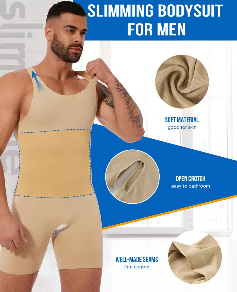 SLIMBELLE Intimo da Uomo Body Senza Maniche per Il Corpo Dimagrante a Compressione per Il Slim Fit Controllo della Pancia