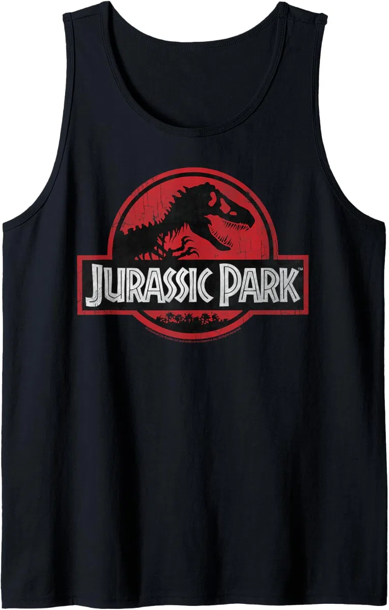 Jurassic Park Red Circle Logo Distressed Canotta