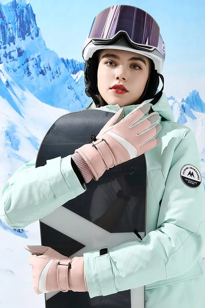 A-QMZL Guanti da Sci Donna Invernali Guanti Termici Impermeabili da Donna Guanti Antiscivolo Antivento Touchscreen Caldi Ispessiti per Sci Corsa Ciclismo Escursionismo Sport Sulla Neve